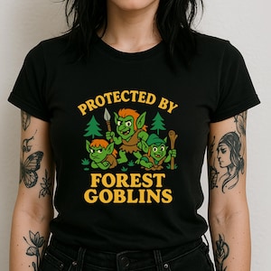 Protected by Forest Goblins Shirt, Funny Cottagecore Goblincore Shirt, Woodland Creature Aesthetic, Anti-Theft Mythical T-Shirt