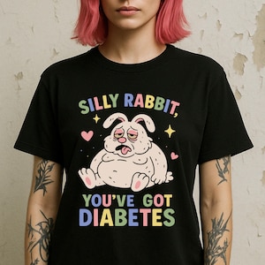 愚かなウサギ、糖尿病だよ - 太った漫画ウサギのサッドコアTシャツ - 落ち込んだシリアルマスコットTシャツ - パステルゴス - 90年代ノスタルジア