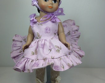 8 inch Ginny Doll dress purple with floral accents