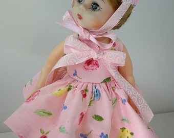 8 inch Ginny doll dress pink with hat undies and floral accents