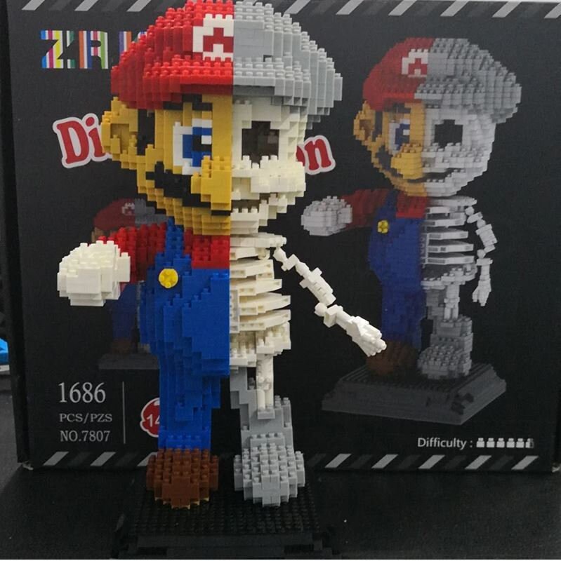 Baukästen Super Mario Dissektion Skelett Mini Gebäude Kinder Spielzeug 1686PCS 
