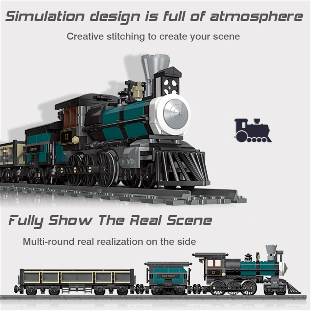 Toys Building & Construction 560 Pieces Green Locomotive Steam Old ...