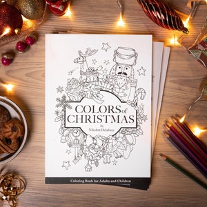 Libro da colorare per adulti, Libro da colorare per bambini, 32 illustrazioni Stampate su carta di alta qualità Copia cartacea / Colore di natale