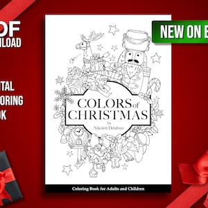 Christmas Coloring Book, digital coloring book, download 32 Illustrations, Digital coloring pages, Colors of Christmas - Nikolett Delafraye