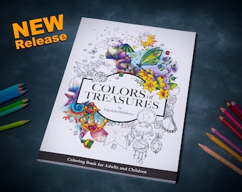 Adults Coloring Book, 36 Illustrations Printed High-Quality Paper Hard Copy | Color of Treasures by Nikolett Delafraye