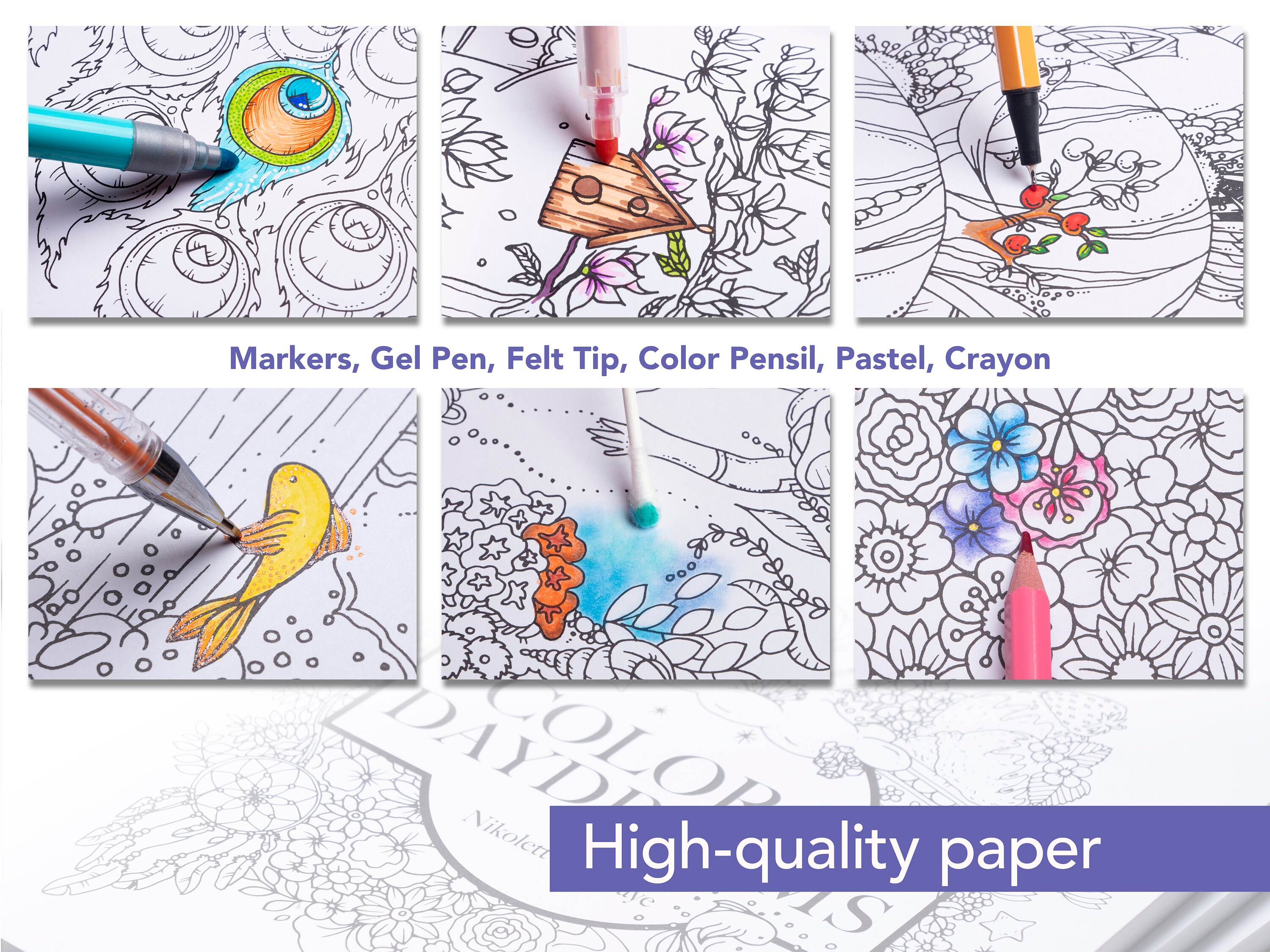 Adults Coloring Book 40 Illustrations Printed High Quality - Etsy