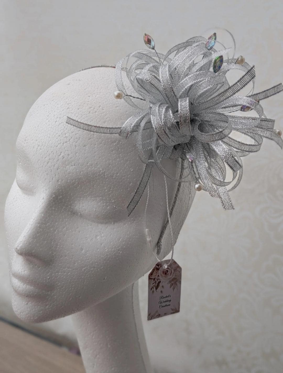 Silver Grey Diamante Fascinator Grey, Grey Fascinator, Gray, Gray