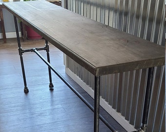 Industrial Wooden and Pipe Sofa Table Bench