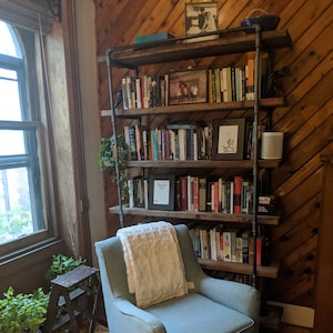 Reclaimed wood Bookcase - Metal Bookcase - Wall Unit - Records storage - Rustic Bookshelf - Industrial Furniture - Industrial bookcase