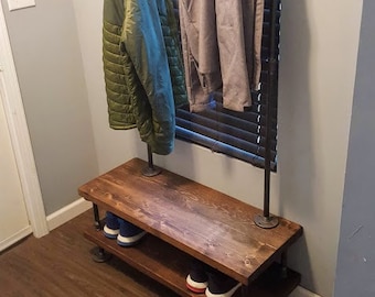 Industrial Entryway Coat Rack Bench Entryway Bench Shoe Etsy