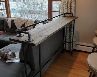 Reclaimed Wood Bar Table, Wood Bar Table, Buffet Table, Reclaimed Wood Table, Long Sofa Table, Entry Hall Table, Industrial Pub Table