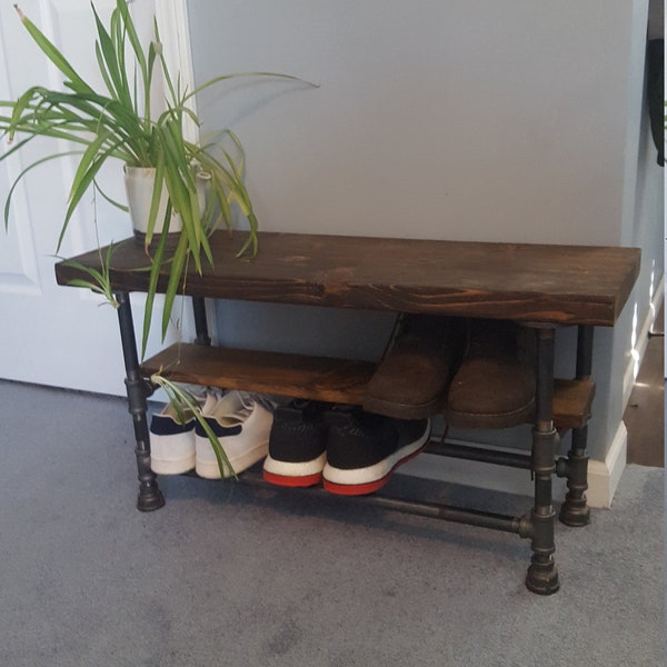 Shoe Storage Bench, Industrial Entryway Bench with Shoe Storage, Entry Bench with storage, Mudroom Bench, Rustic Bench, Farmhouse Bench,