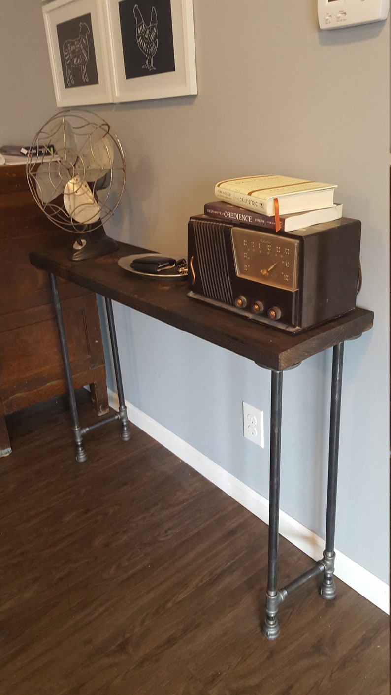 Pipe Entryway Table, Narrow console table, Buffet Table, Reclaimed Wood Table, Accent Table, Long Sofa Table, Entry Hall Table, image 1