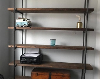 Industrial Metal Reclaimed Wall Unit bookcase - Home Office Bookcase - Rustic Bookshelf - Industrial Furniture