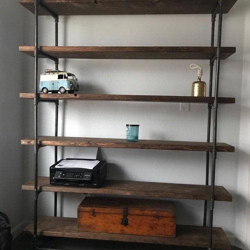 Industrial Wall Unit Bookcase Wood Shelves Reclaimed Wood - Etsy