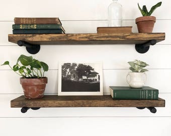 Rustic Wood Shelving, Wooden Shelves, Single Extra Long Various Depth Rustic Floating Shelf, Farmhouse Kitchen Shelf, Bookcase