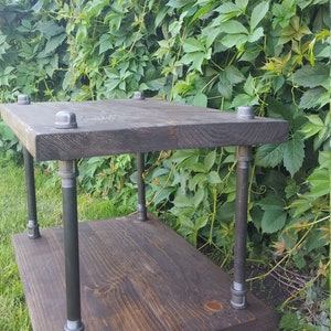 Reclaimed wood end table, rustic end table, reclaimed wood table, rustic night stand, pipe and wood end table, farmhouse table image 6