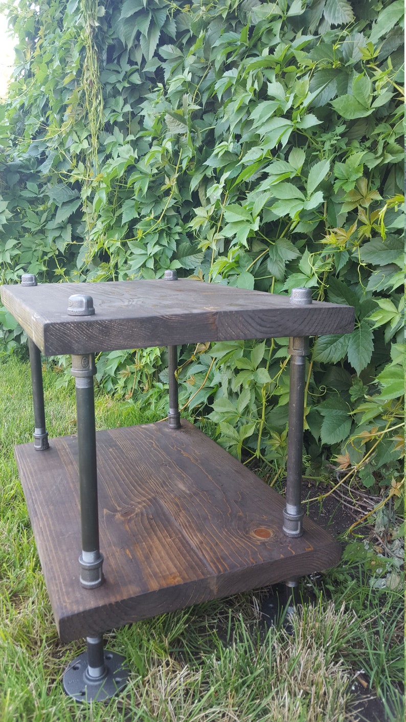 Reclaimed wood end table, rustic end table, reclaimed wood table, rustic night stand, pipe and wood end table, farmhouse table image 6