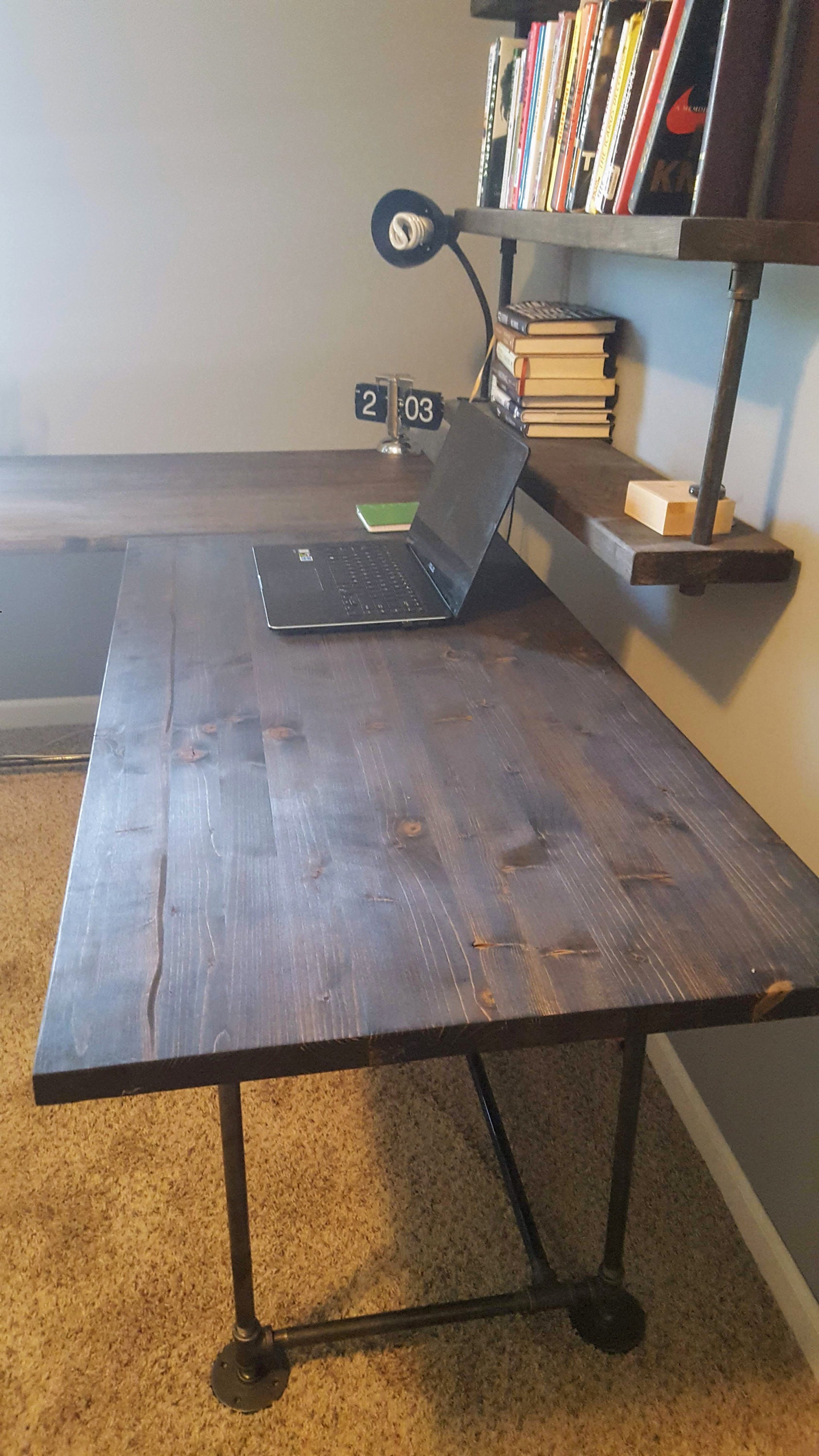 L shaped Desk Reclaimed wood desk Wood and steel desk Etsy