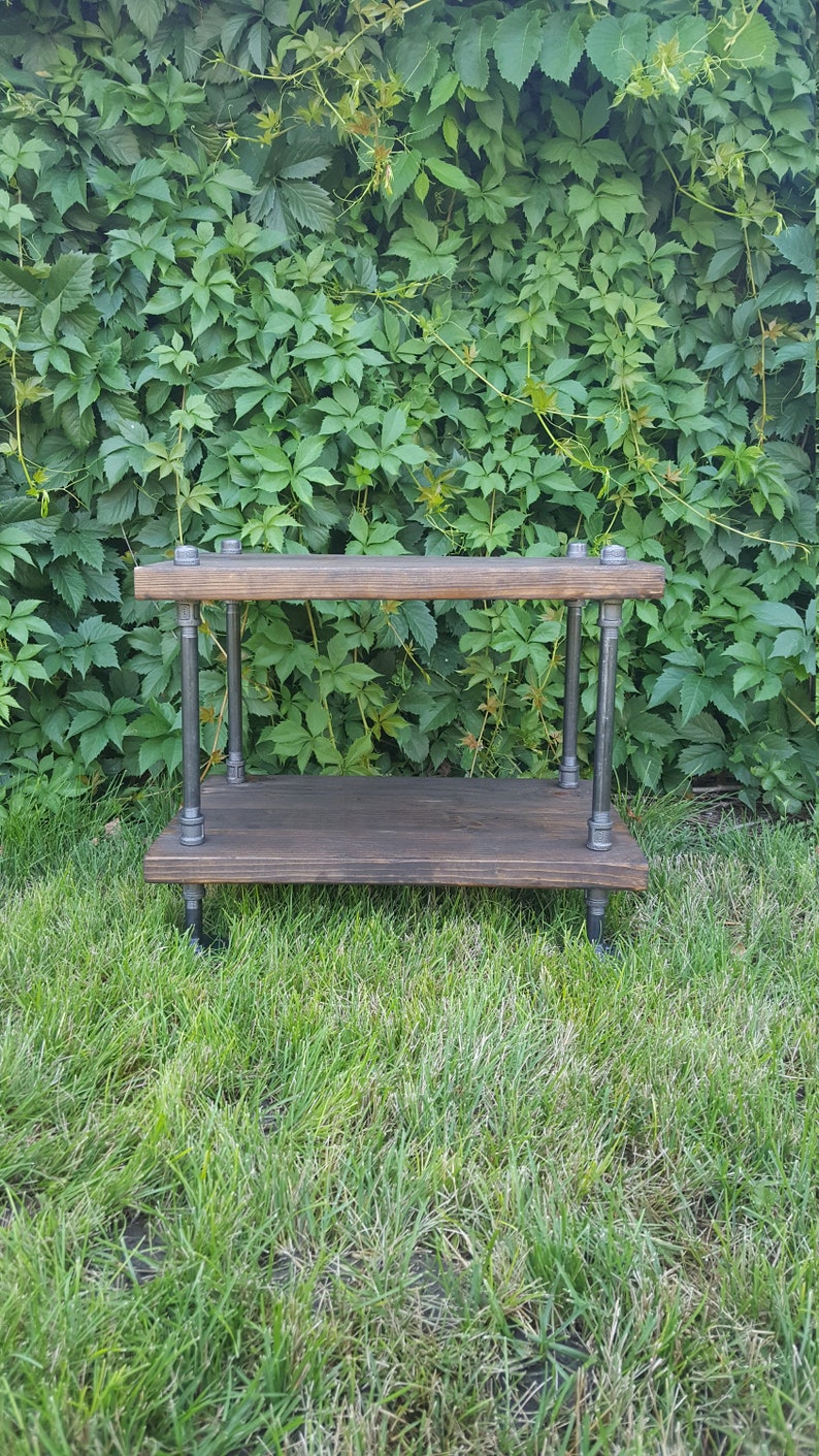 Reclaimed wood end table, rustic end table, reclaimed wood table, rustic night stand, pipe and wood end table, farmhouse table image 5
