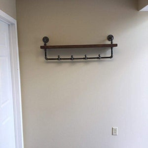 Coat Rack with shelf Entryway shelf Coat Hooks Coat Hooks with Shelf Industrial shelf Farmhouse Entryway Pipe Shelf Coat Rack image 2