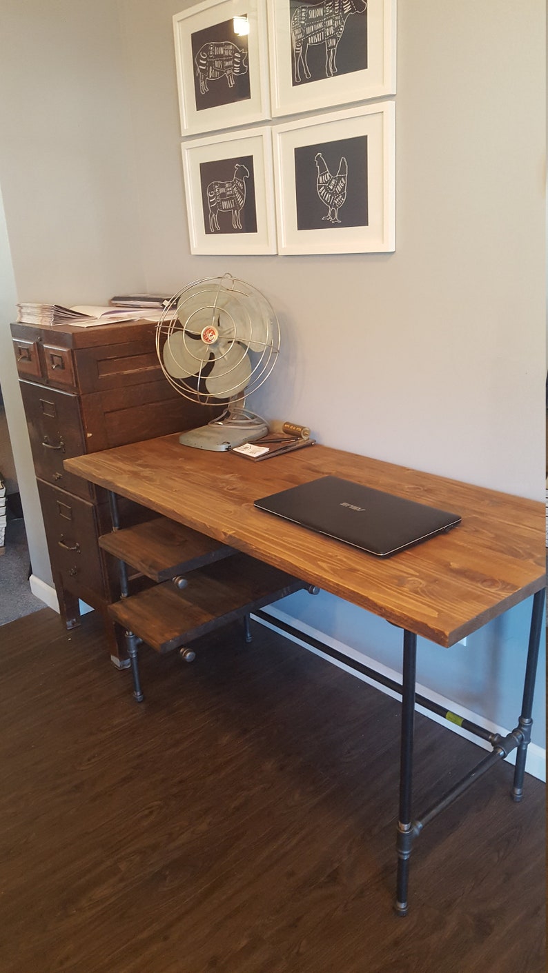 Industrial Desk Desk With Shelves Steampunk Desk Home Etsy