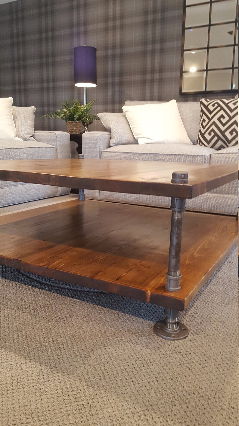 Square Industrial Coffee Table Industrial Coffee Table with Etsy