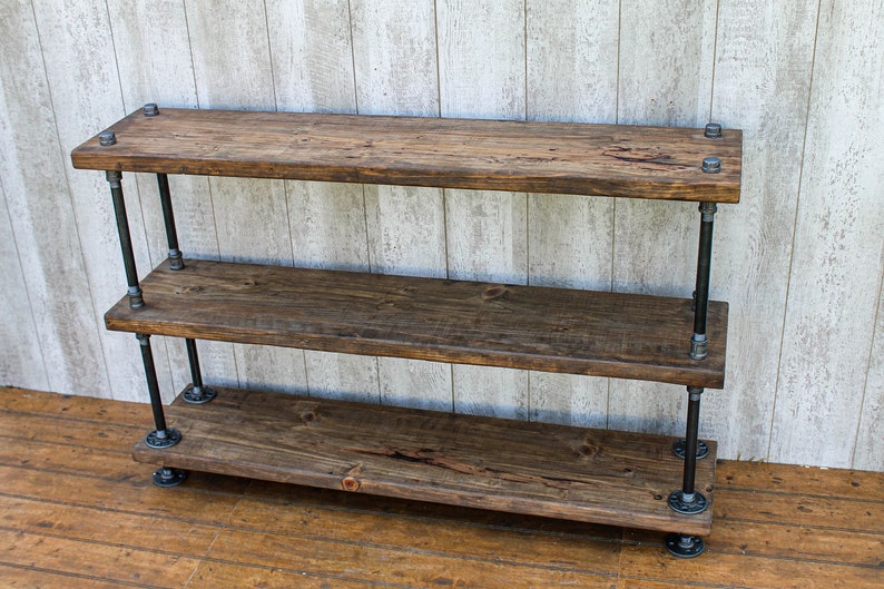 Steampunk book shelf, Industrial bookcase, Wooden Book Case, Wooden Book Shelf, Rustic book shelf, Steampunk tier stand, Farmhouse table image 4