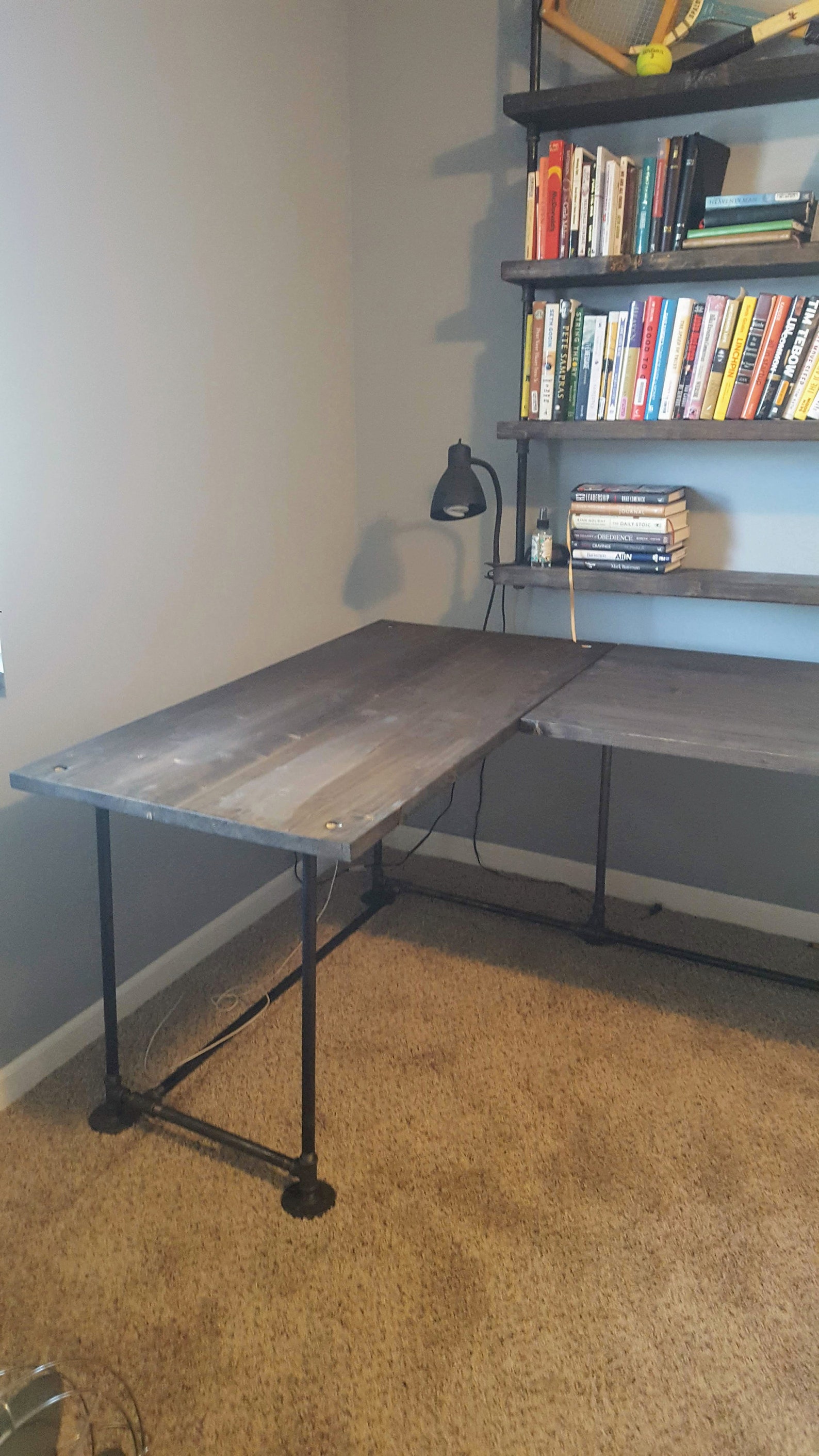 L shaped Desk Reclaimed wood desk Wood and steel desk Etsy