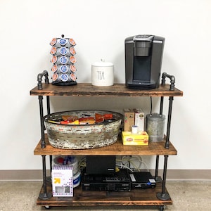 Industrial Pipe and Wood Kitchen Storage Cart