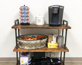 Industrial Pipe and Wood Kitchen Storage Cart