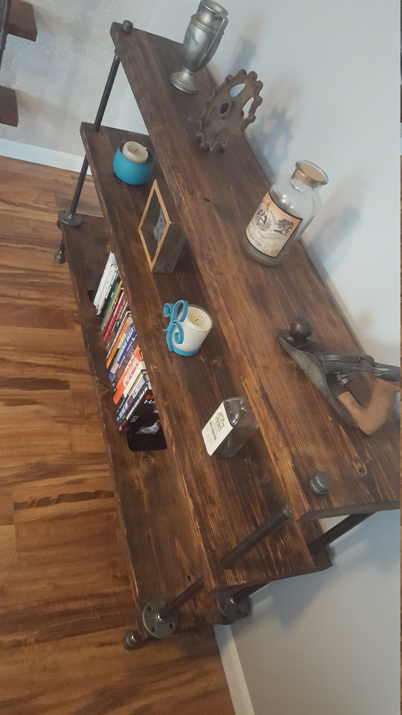 Rustic Industrial bookcase Wooden Book Shelf Rustic book Etsy