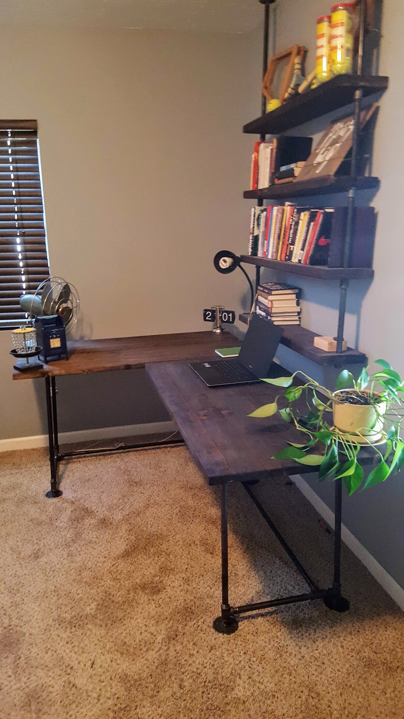 L shaped Desk Reclaimed wood desk Wood and steel desk Etsy