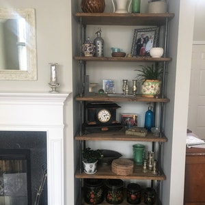 Steampunk book shelf, Industrial bookcase, Wooden Book Case, Wooden Book Shelf, Rustic book shelf, Steampunk tier stand, Farmhouse table image 6