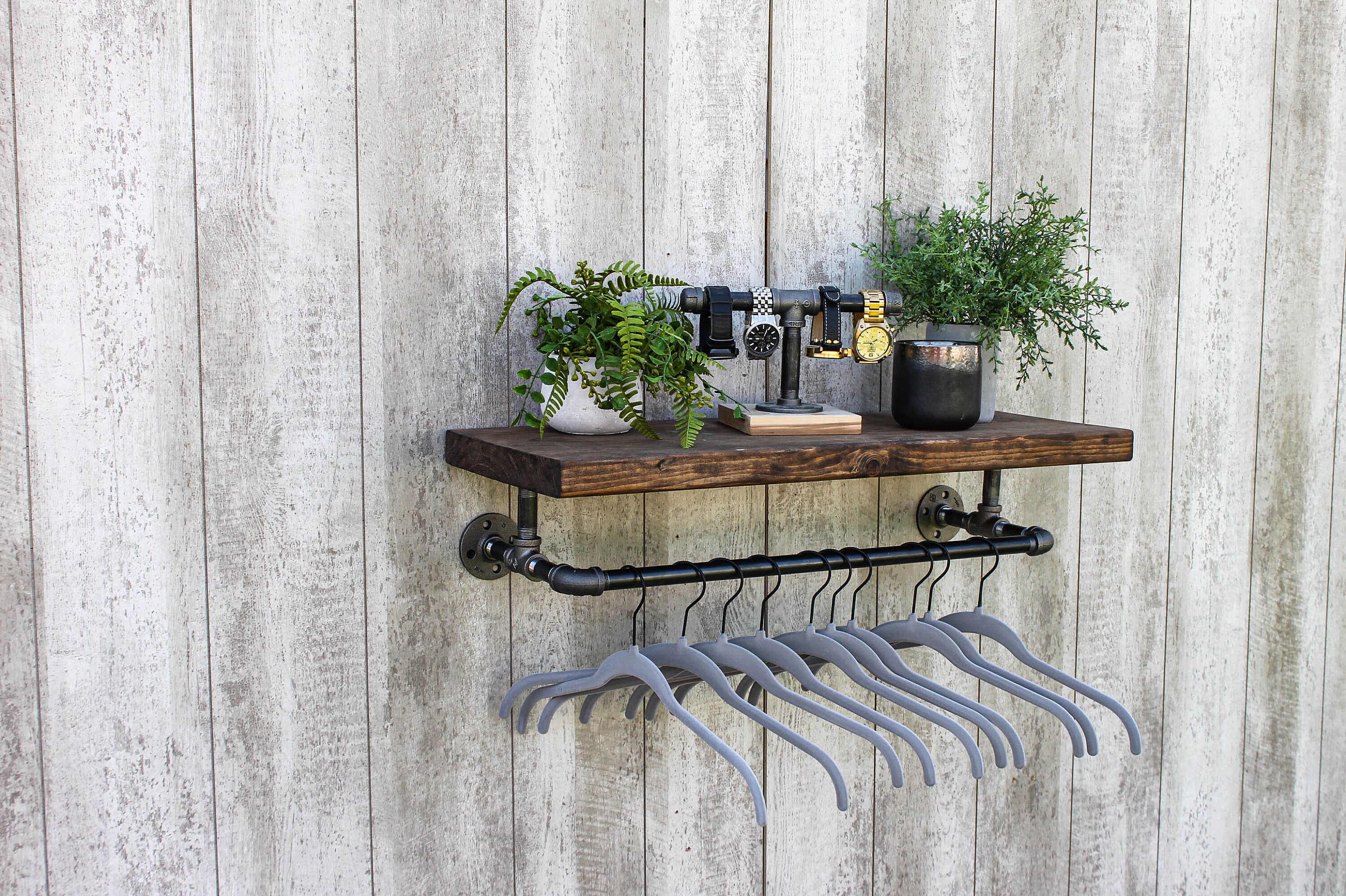 Farmhouse Rustic Mudroom Drying Rack, Modern Laundry Room Rack, Pipe ...