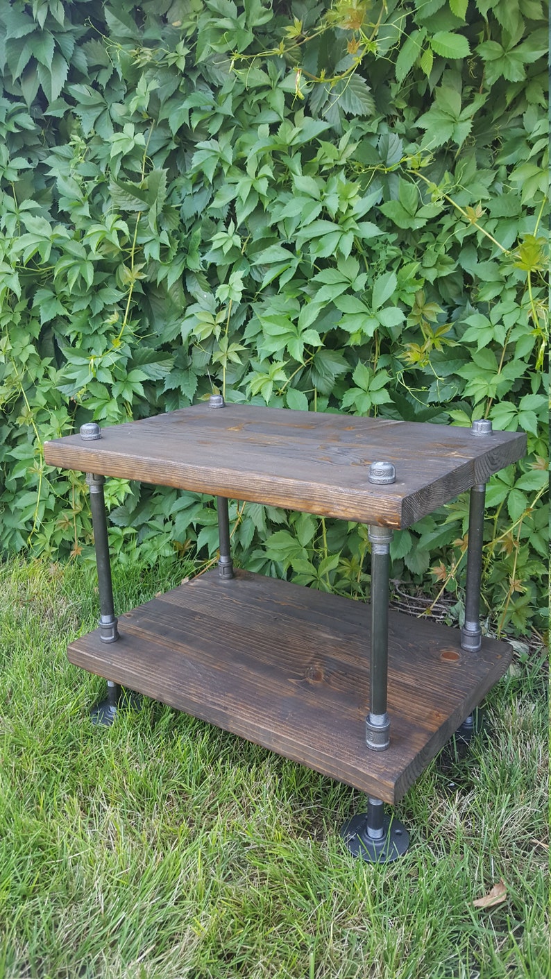 Reclaimed wood end table, rustic end table, reclaimed wood table, rustic night stand, pipe and wood end table, farmhouse table image 3