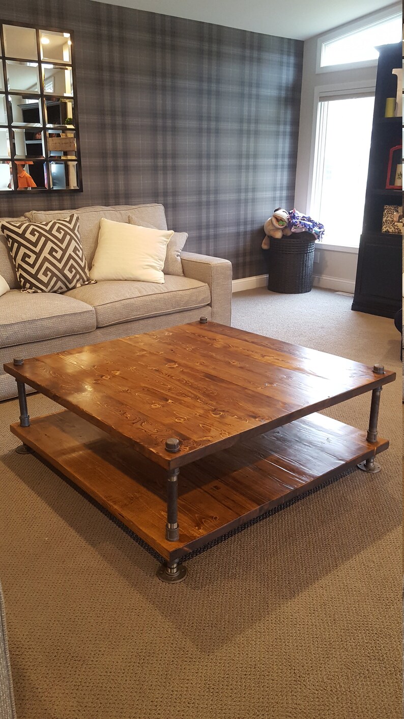 Square Industrial Coffee Table Industrial Coffee Table with Etsy