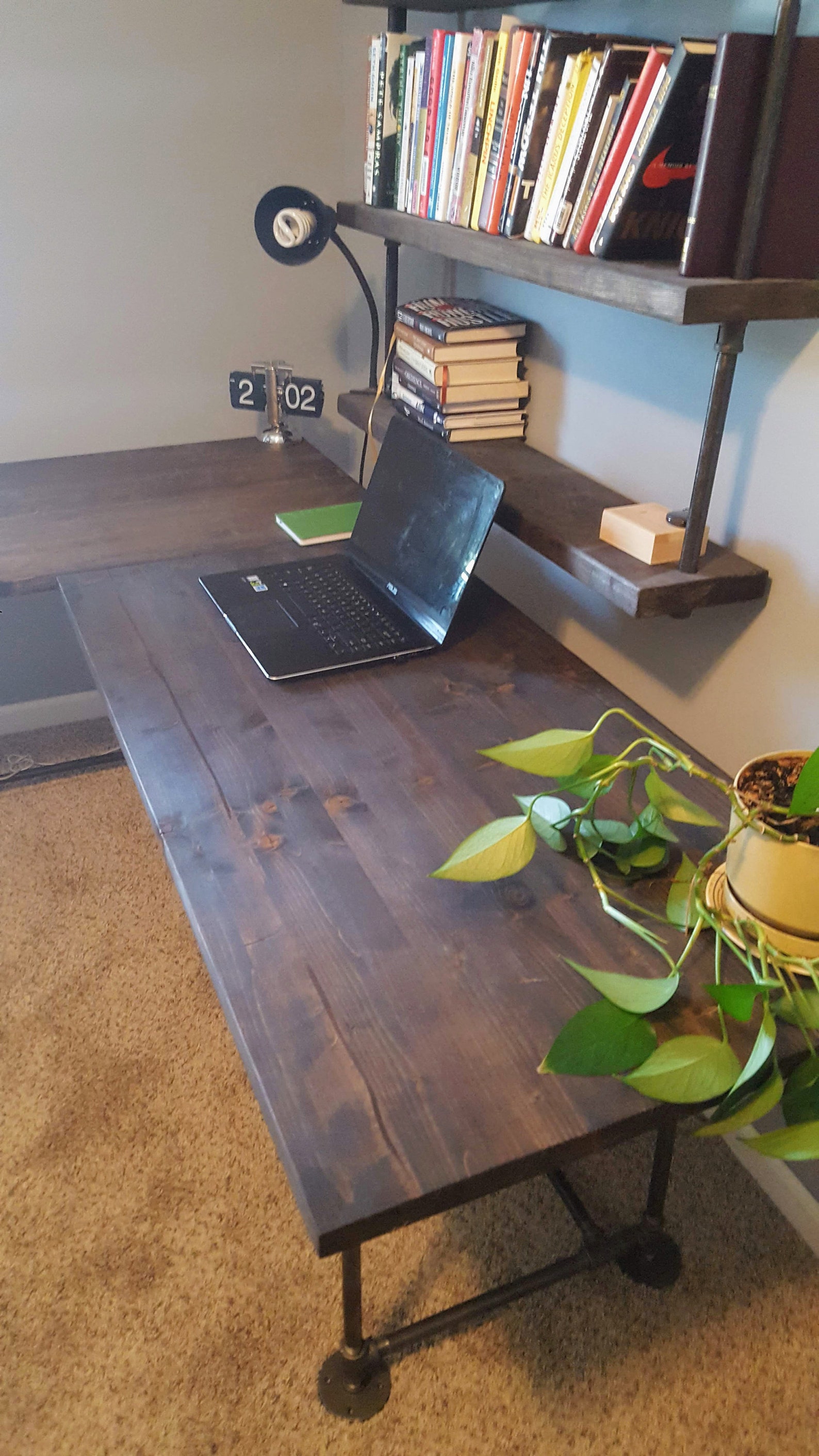 L shaped Desk Reclaimed wood desk Wood and steel desk Etsy
