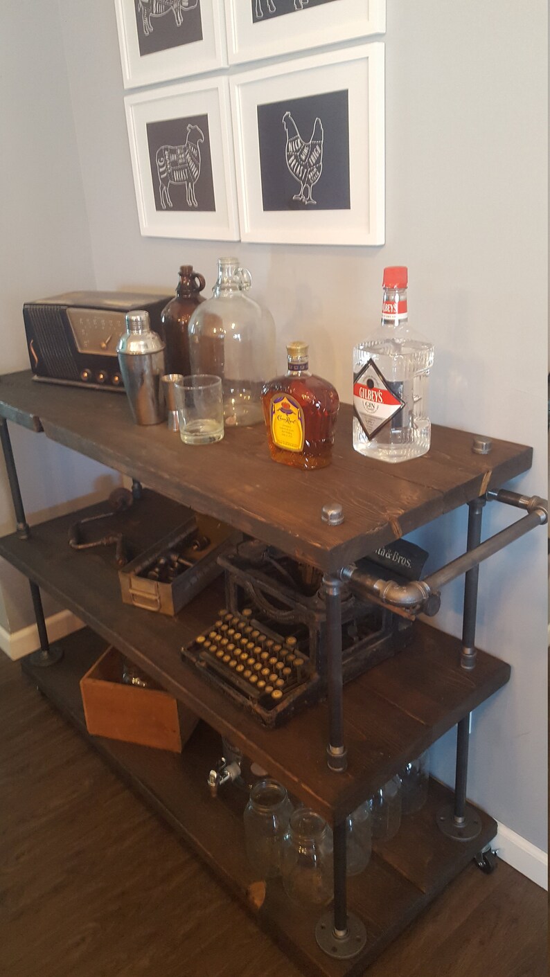 Rolling Bar Cart Microwave Coffee Kitchen Image 0