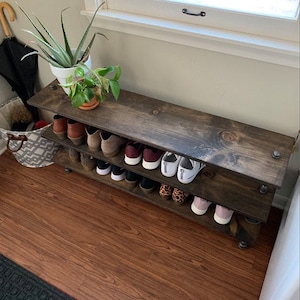 Shoe Rack - Shoe Storage - Entryway Organizer- Shoe Organizer - Entryway Bench - Entryway furniture - Sneaker Storage - Boot Storage image 2