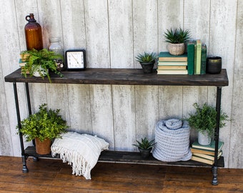 Narrow entryway table with shelf, Buffet Table, Reclaimed Wood Table, Accent Table, Long Sofa Table, Entry Hall Table, sofa table