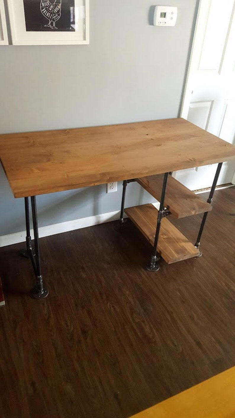 Pipe Desk with shelves Home Office Desk Industrial Pipe Etsy