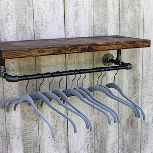 Farmhouse Rustic Mudroom Drying Rack, Modern Laundry Room Rack, Pipe Shelf with Towel Bar, Bathroom Towel Storage
