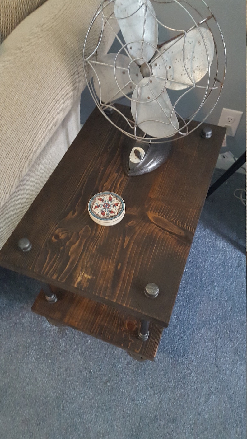 Reclaimed wood end table, rustic end table, reclaimed wood table, rustic night stand, pipe and wood end table, farmhouse table image 7