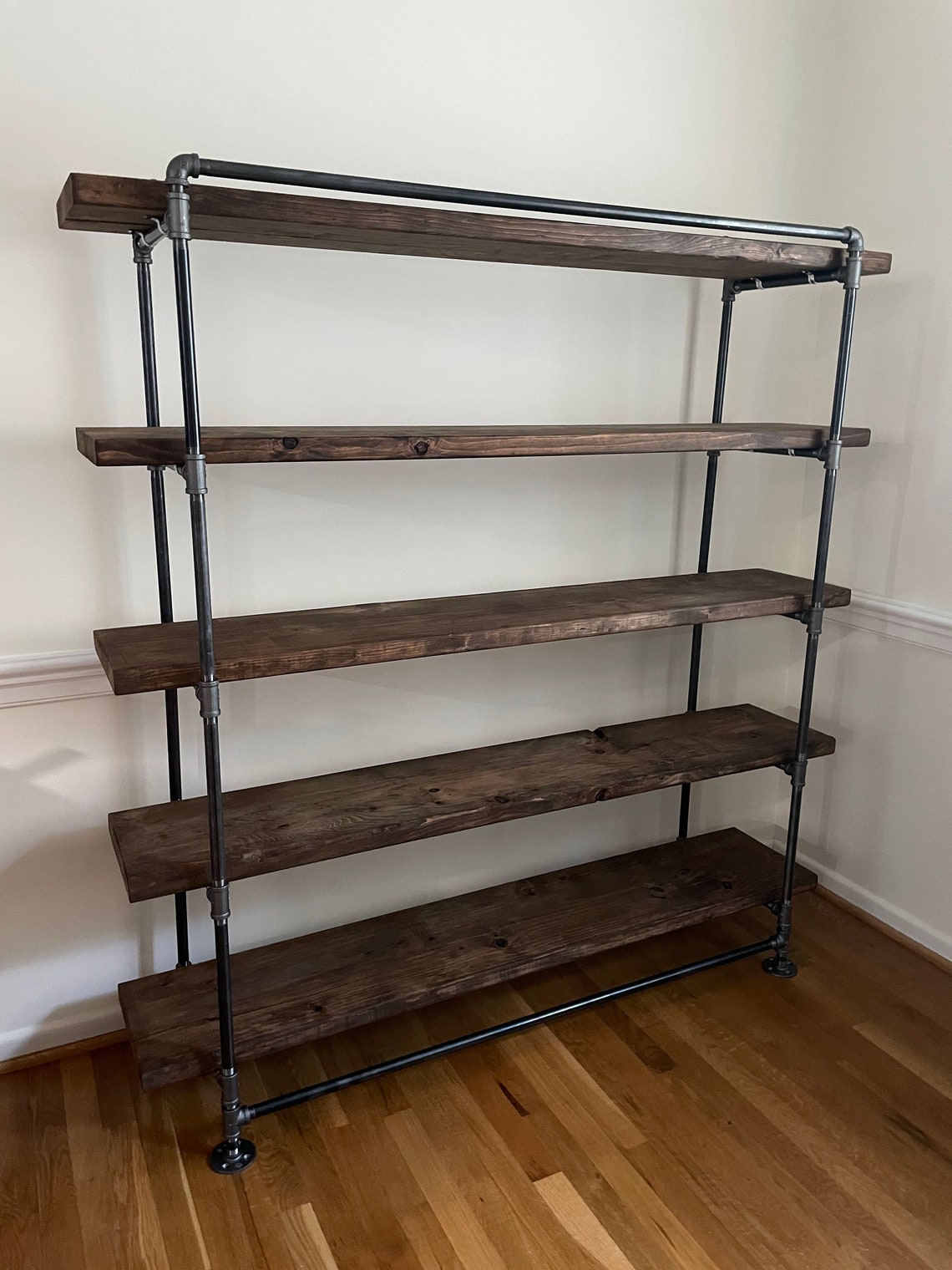 Reclaimed wood Bookcase Metal Bookcase Wall Unit Records Etsy