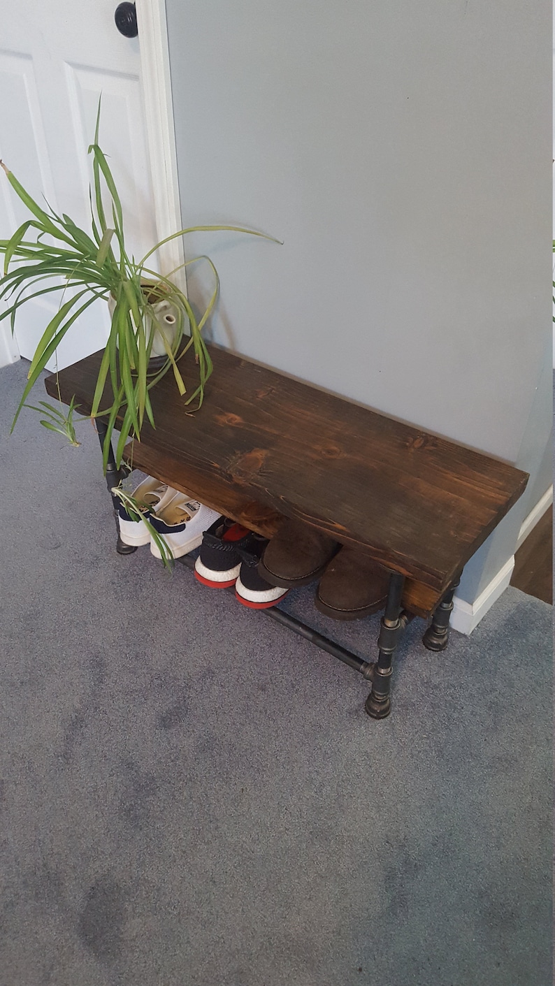 Shoe Storage Bench Industrial Entryway Bench With Shoe Etsy