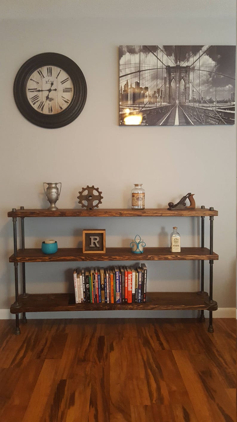 Steampunk Book Shelf Industrial Bookcase Home Office Book Etsy