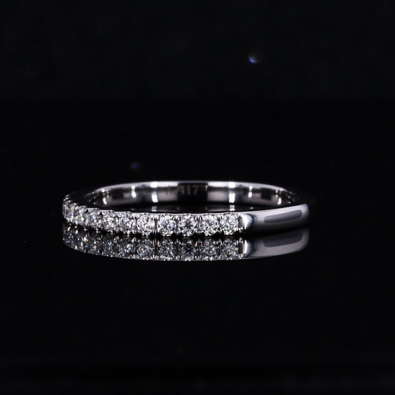 14K Weddings Bands Thin Band 14K Solid Gold Eternity Band Set With Micro Pave Moissanite Stacking Ring
