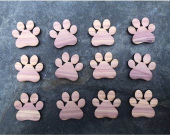 Cedar Paw print Cutouts Set of 12 Red Red Paw Prints for Crafts