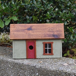 Handmade Primitive Birdhouse Sage Green With Barn Red Door - Etsy